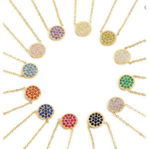 Ramla Lola Birthstone Necklace 14 K Gold Plated - June - Garnet